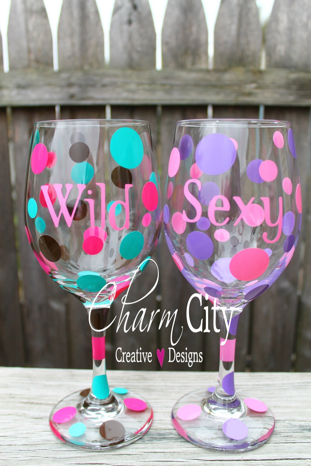 Personalized Wine Glasses Girly Sayings bachelorette Bridal wedding party birthday