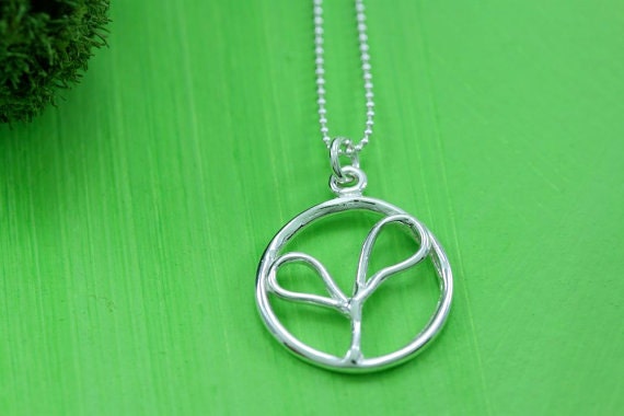 READY TO SHIP Lightweight Sterling Silver Open Sprout Pendant Charm