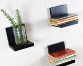 Black Floating Shelf - Sconce Shelf - Black Shelves - Wall Storage - Bookshelves - Set of 3 - Black- Simple Shelf