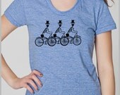 Women's T shirt Three Skeletons on Bikes American Apparel S, M, L, XL 8 COLORS