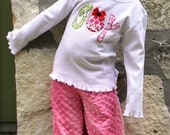 A Joyful Christmas Set... Joy to the World Shirt and Pink Minky Pants Outfit. - 6-12m to 8 yrs