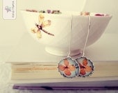 Orange flower Earrings tangerine botanical jewelry photo earrings garden Gift under 20 usd 25 usd whimsical jewelry indie