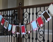 First Birthday Photo Banner - First Year Banner - Sock Monkey Banner - Design A
