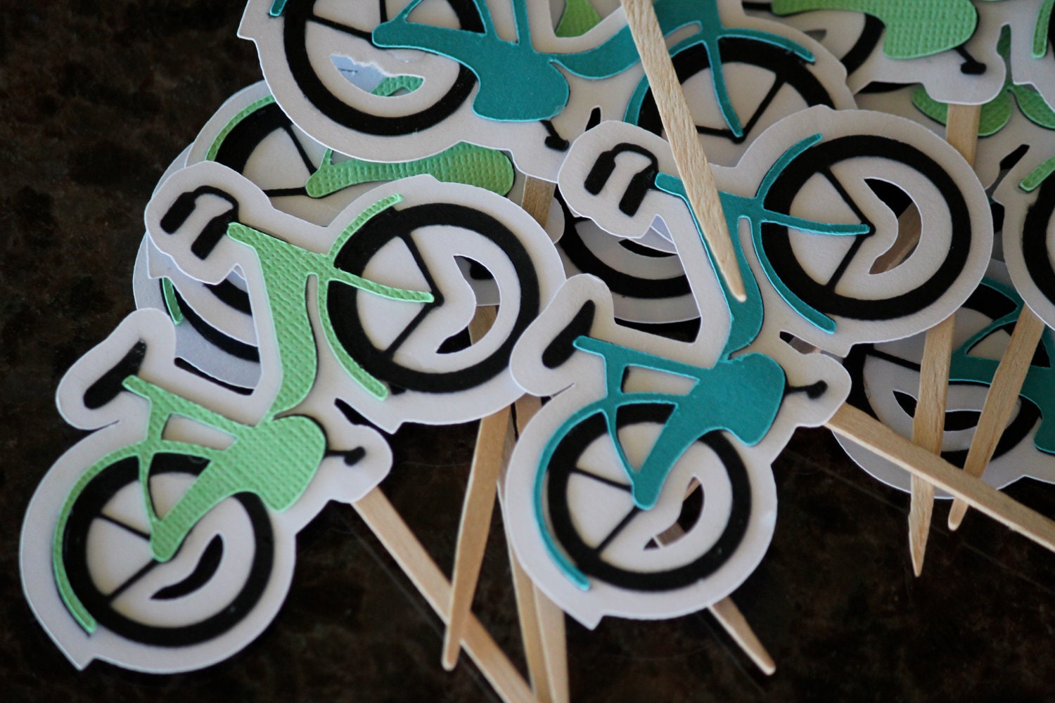 Retro Bike Cupcake Toppers Set of 12