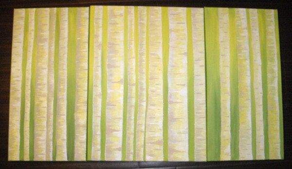 Spring Birch Tree Collection, large triptych paintings
