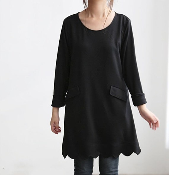 Simple Pleasures/ Black tunic Bottoming shirt dress