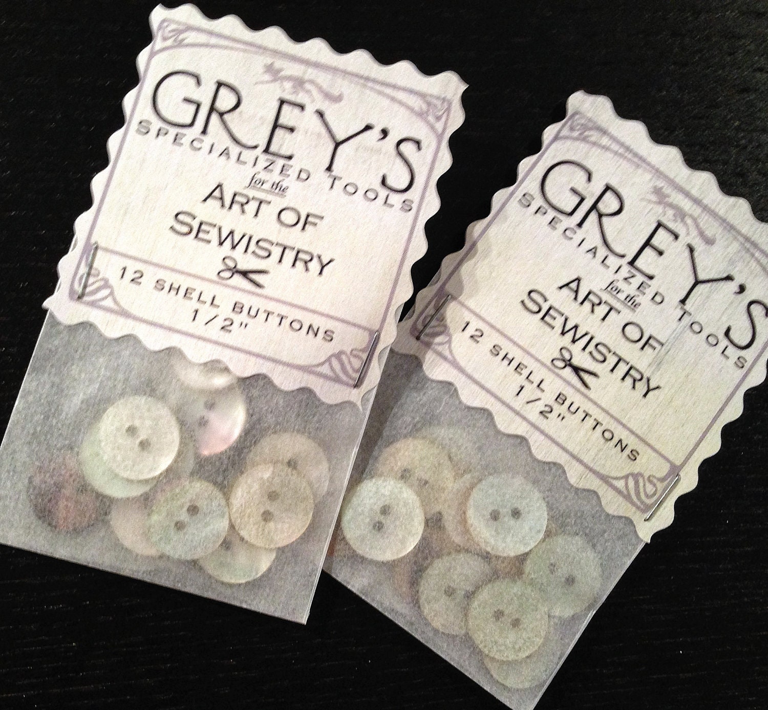 Grey's Notions: a dozen 1/2" shell buttons