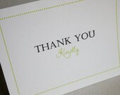 Green Polka Dots Thank You notes - 15 cards - Great gift for shower, wedding - colorful bright green