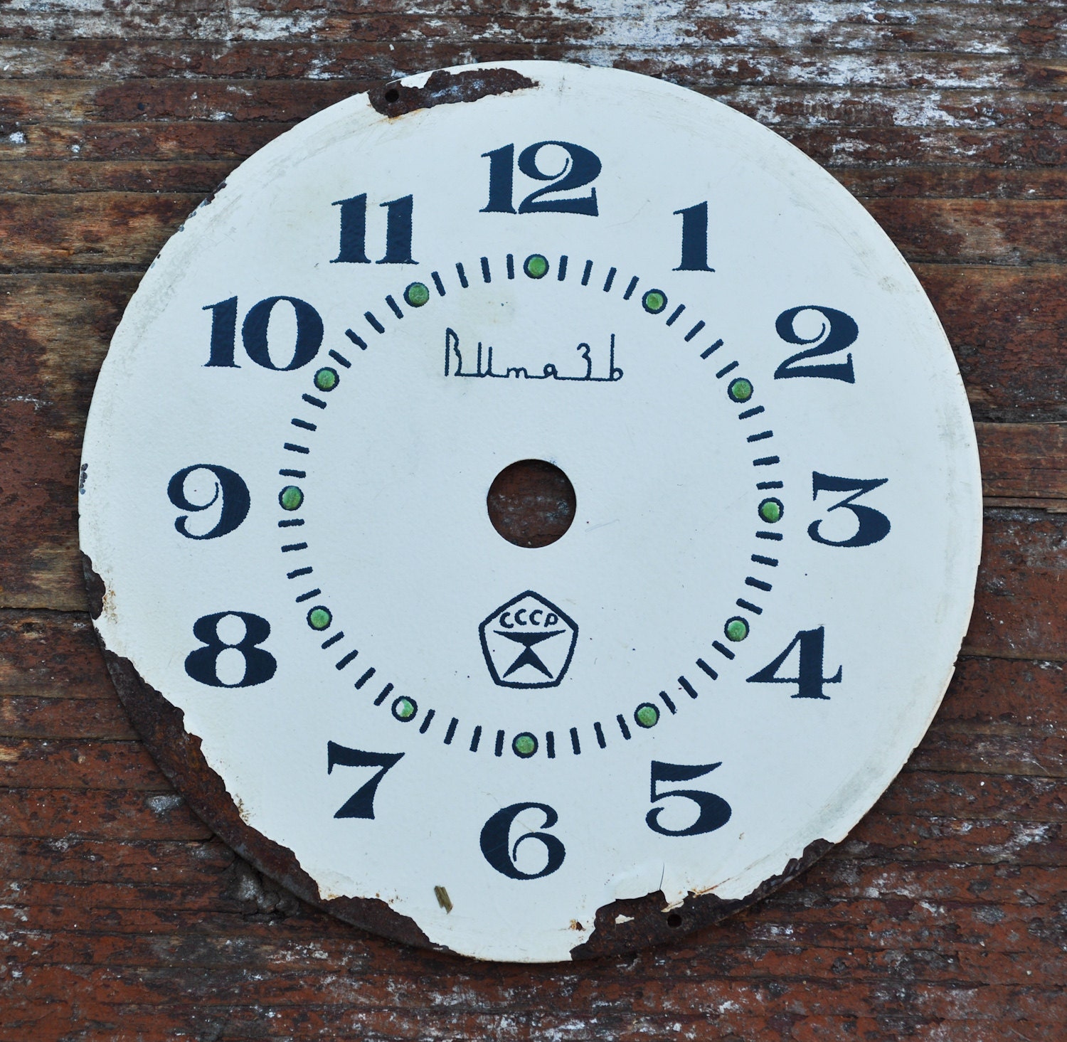 Vintage metal alarm clock face.dial.