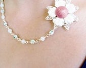 Ribbon Flower Necklace, Vintage Assemblage