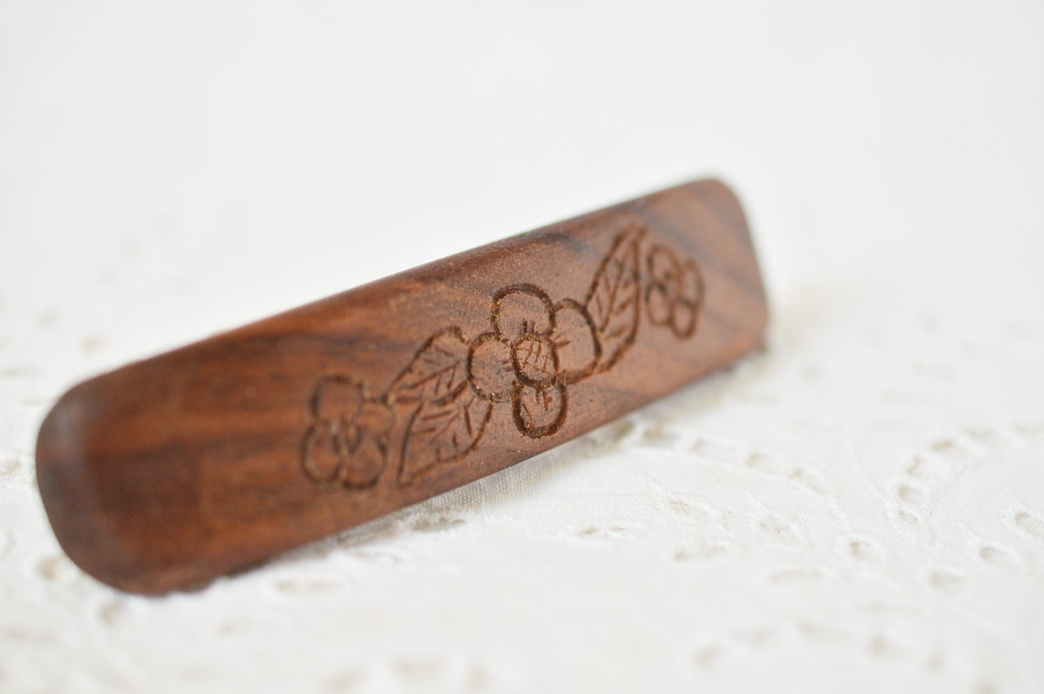 Boho chic- flower brown walnut boho barrette