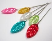 30 cute pearly multicolored leaf pins for dressmaking sewing