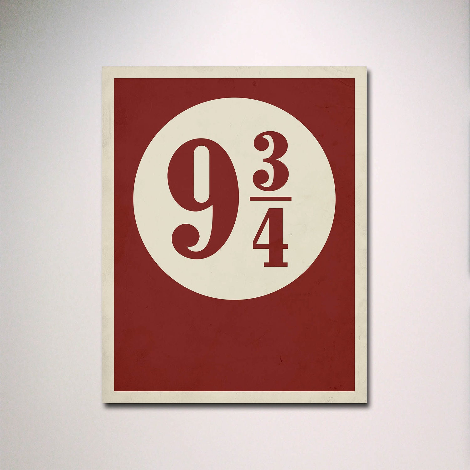 Harry Potter Minimalist Poster // Platform 9 3/4 with Distressed Effect 11" x 14" Poster Print // Typography Art