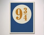 Platform 9 3/4 with Distressed Effect Poster Print / Harry Potter Poster / Simple Digital Design