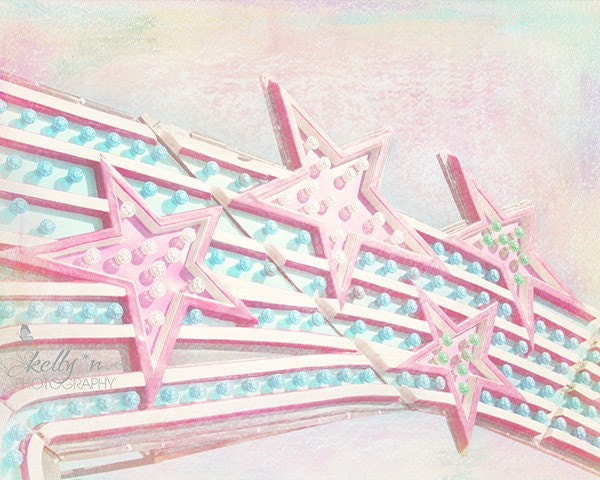 Starbrite- Pretty Pink Pastel Stars- Fair Photography- Children's Decor- Cotton Candy Colors- Pink Blue- Girls- 8x10 Fine Art Print