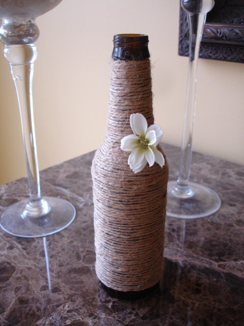 Home Decor Decorative accent upcycled twine yarn bottle vase
