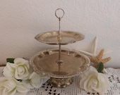 Vintage Wedding Decoration 2 Tier Silver Plated Server Dessert Pastry Tray Bridal Baby Shower Candy Bar Buffet Decoration Cottage Home Decor