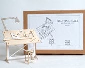 Miniature Drafting Table and Drawing tools Model Kit, Architect Designed