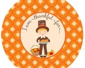 Personalized THANKSGIVING Plate, Pilgrim Boy, Melamine, custom by Libby Lane Press Il_170x135