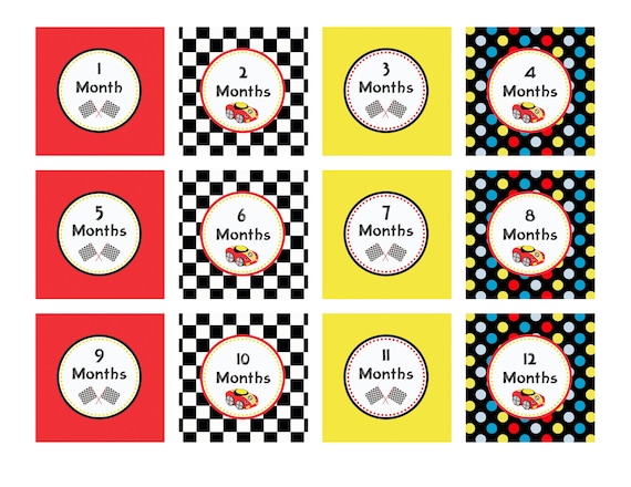 Printable 1st Year PHOTO CLIPS - MILESTONE Tags - Little Red Wagon Theme - Libby Lane Press Il_570xn