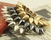 Spike Bracelet - Golden/Silvery/Bronze/Gun Black Plastic Metal Studs Spike Rivets Elastic Stretchy Bangle Bracelet Rock Punk