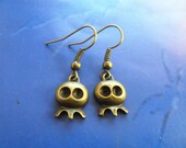Antiqued Brass Bronze Solid Steampunk Baby Octopus Dangle Metal Earring, Sea Creatures, interesting and beautiful sea animals