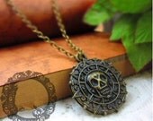 Cursed Pirates of Caribbean Ghost Skull Pendant Long Necklace Solid Bronze coin antique Charm Aztec mens womens accessory