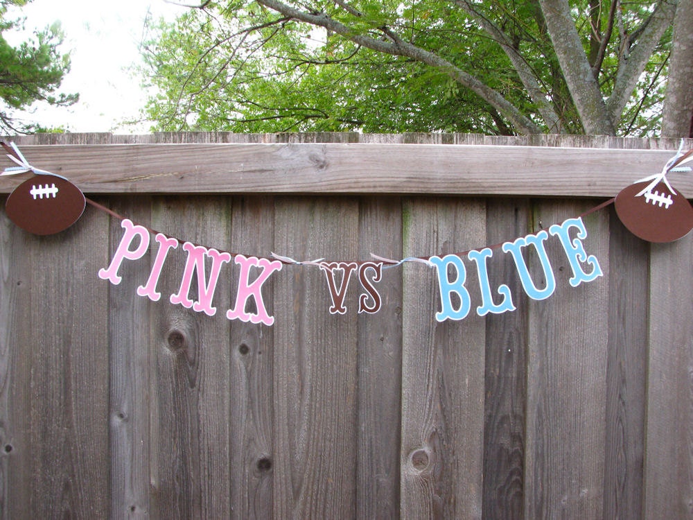 Baby Shower Gender Reveal Party Pink vs Blue Football