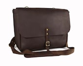 The Postal Messenger / Laptop Bag - Brown Oil Treated Leather