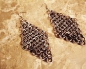 Shiny Gunmetal-Colored Anodized Aluminum Chainmail Earrings