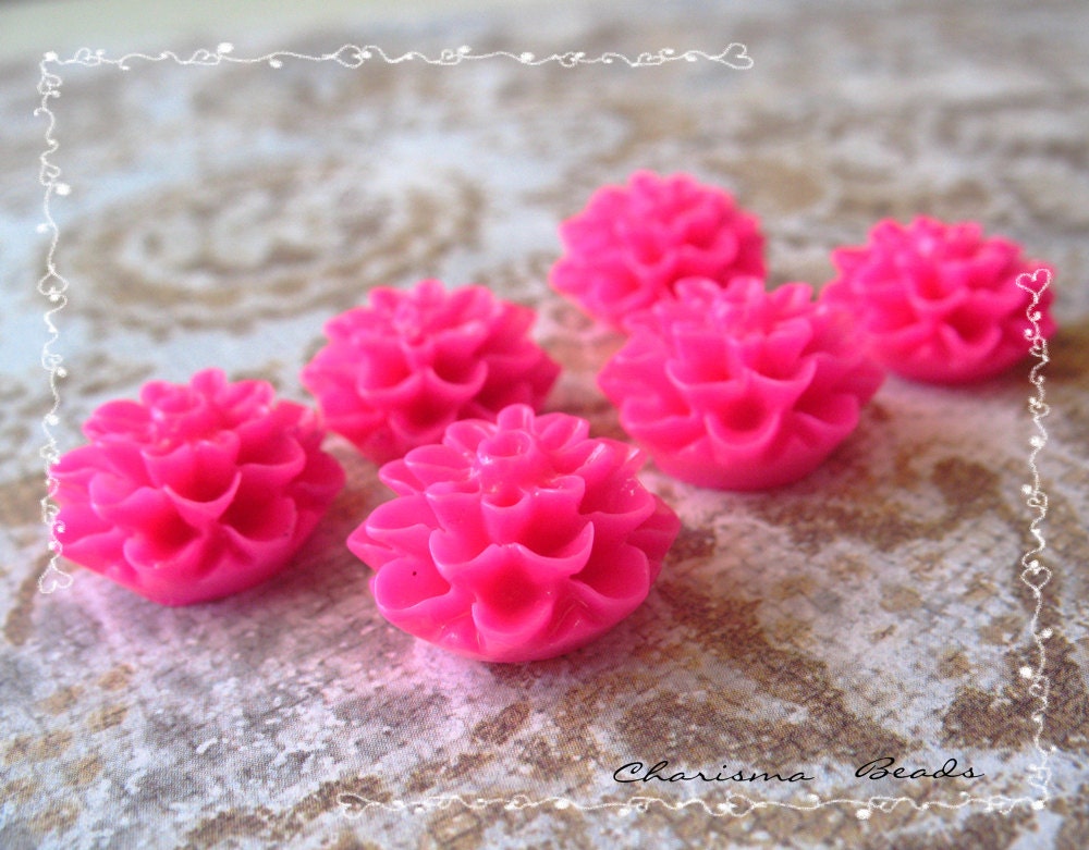 42 Resin Chrysanthemum Flower Cabochons Accessory  15x8mm