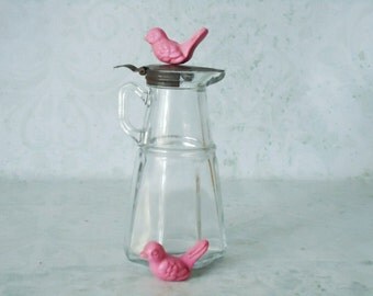 Hazel Atlas Glass Syrup with Zinc Lid - Vintage Glass Syrup Dispenser - Vintage Glass Pour