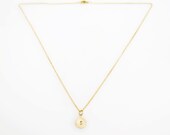 Initial Necklace, Brass Custom Hand Stamped, 24" Curb Chain