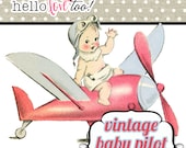 INSTANT DOWNLOAD vintage baby pilot clipart piece