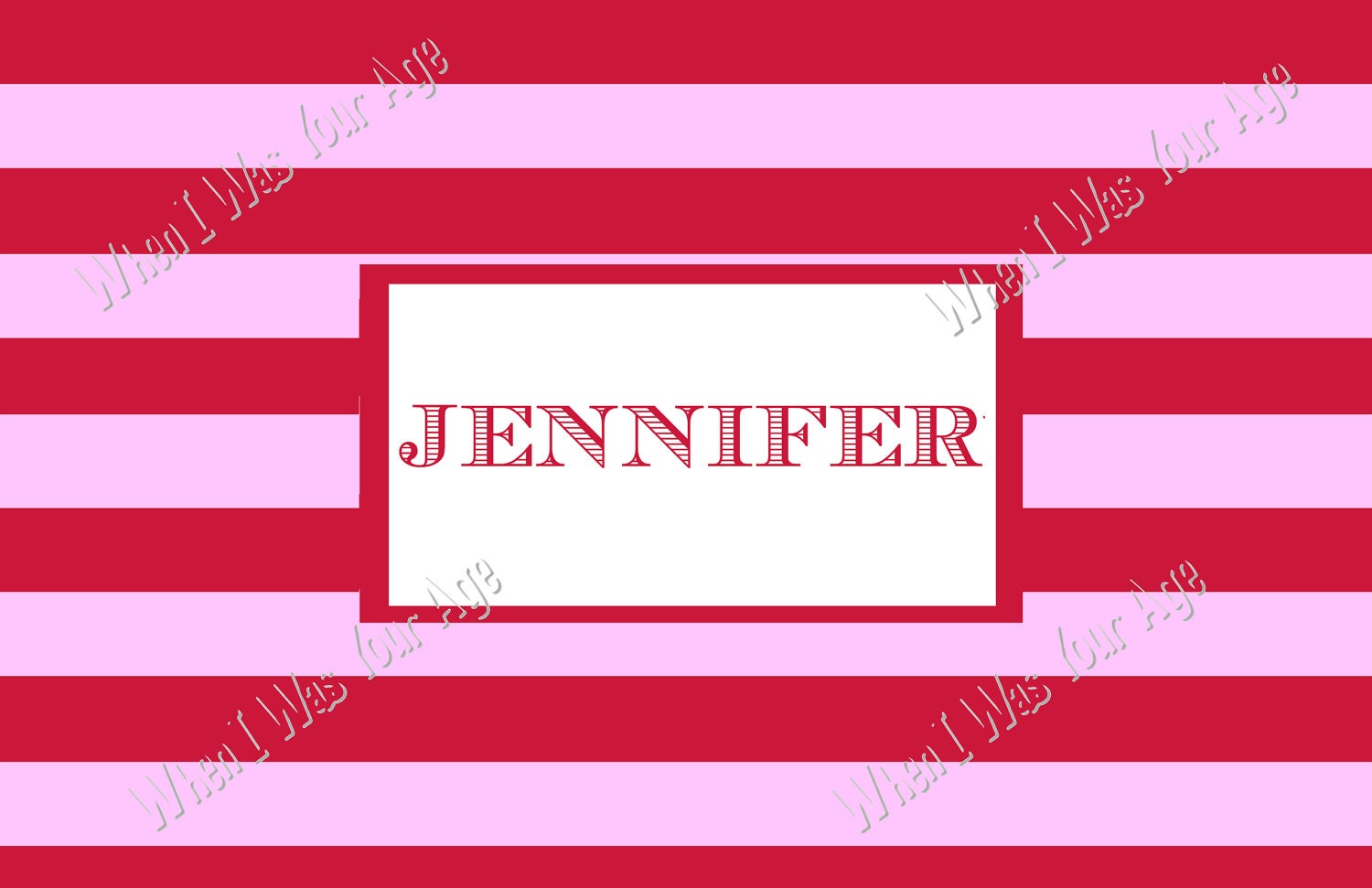 Red and Pink Stripe Personalized Placemat