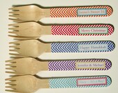 Chevron Personalized Wooden Forks or Spoons - Choose from 72 colors - Set of 20 Il_170x135