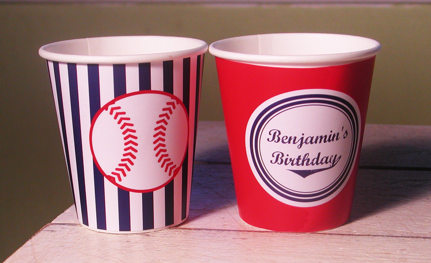 Personalized Baseball Hot/Cold Paper Party Cups - Set of 12 Il_570xn