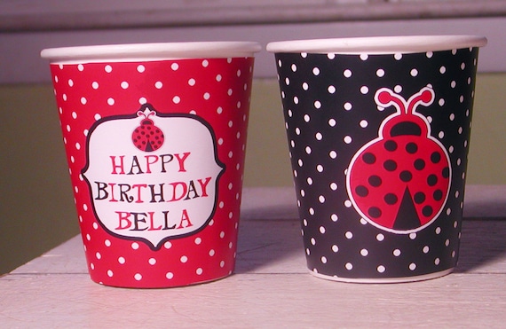 Ladybug Personalized Hot/Cold Paper Party Cups - Set of 12 Il_570xn