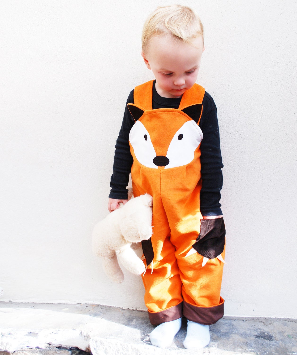 Little boys fox dungaree bottoms
