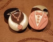 One Dozen Chocolate or Vanilla covered oreos - Wedding Flower Bride and Groom