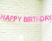 The Word Banner, Happy Birthday, Happy Birthday Banner, Pink, Hot Pink, Birthday decorations