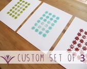 Set of 3 - Three Custom Colored 8 x 10 Star Linoleum Block Prints