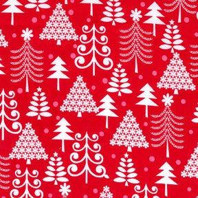 Michael Miller Fabric for quilt or craft Red Holiday Trees Fat Quarter