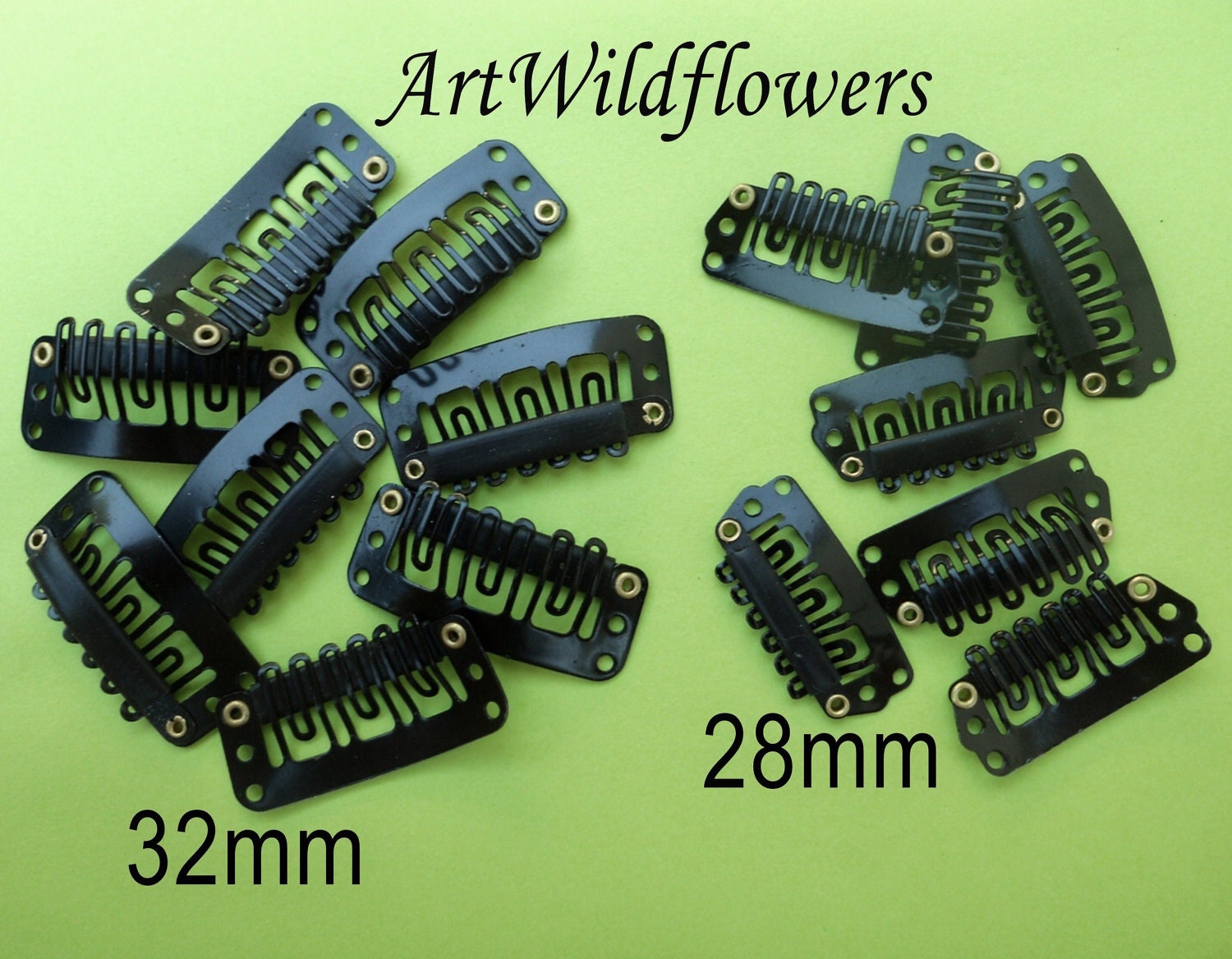 40 Black Wig Clips - 3 sizes 32mm, 28mm, 24mm - Weft Clips, Snap Clips, Toupee Clips, Extension Clips - Fast Shipping from USA