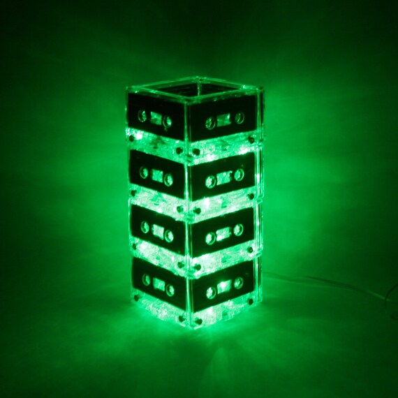St. Patricks Day Green Music Lover Gift Repurposed Green Mixtape Light Cassette Tape Lamp LED Mood Light Unique Lighting Il_570xn