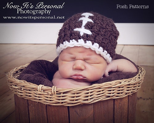 Crochet Hat PATTERN - Baby Football Beanie Crochet Pattern - Instant Download PDF 162 - Newborn to Adult - Photo Prop Pattern