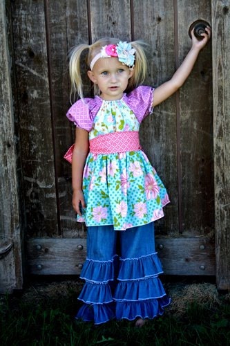 Hailey's Triple Ruffle Pants and Capris PDF Pattern size 6 months to size 8
