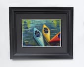 Contemporary Art by Brandy Cattoor. ACEO print of the boats on Sylvan lake. Primary colors