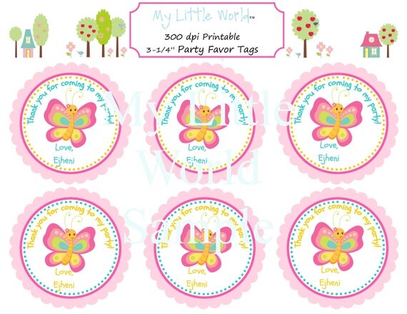 Butterfly favor tags - DIY PRINTABLE 3-1/4" Il_570xn