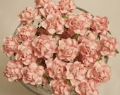 50 Pcs. (Size 1") Handmade Mulberry Paper Craft flower, Decoration, Wedding,  Roses, Pale Pink.